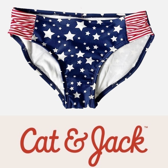 ✨NEW!✨ CAT & JACK Girl’s Stars and Stripes Bikini Bottom - Size Large (10/12) - Picture 1 of 8